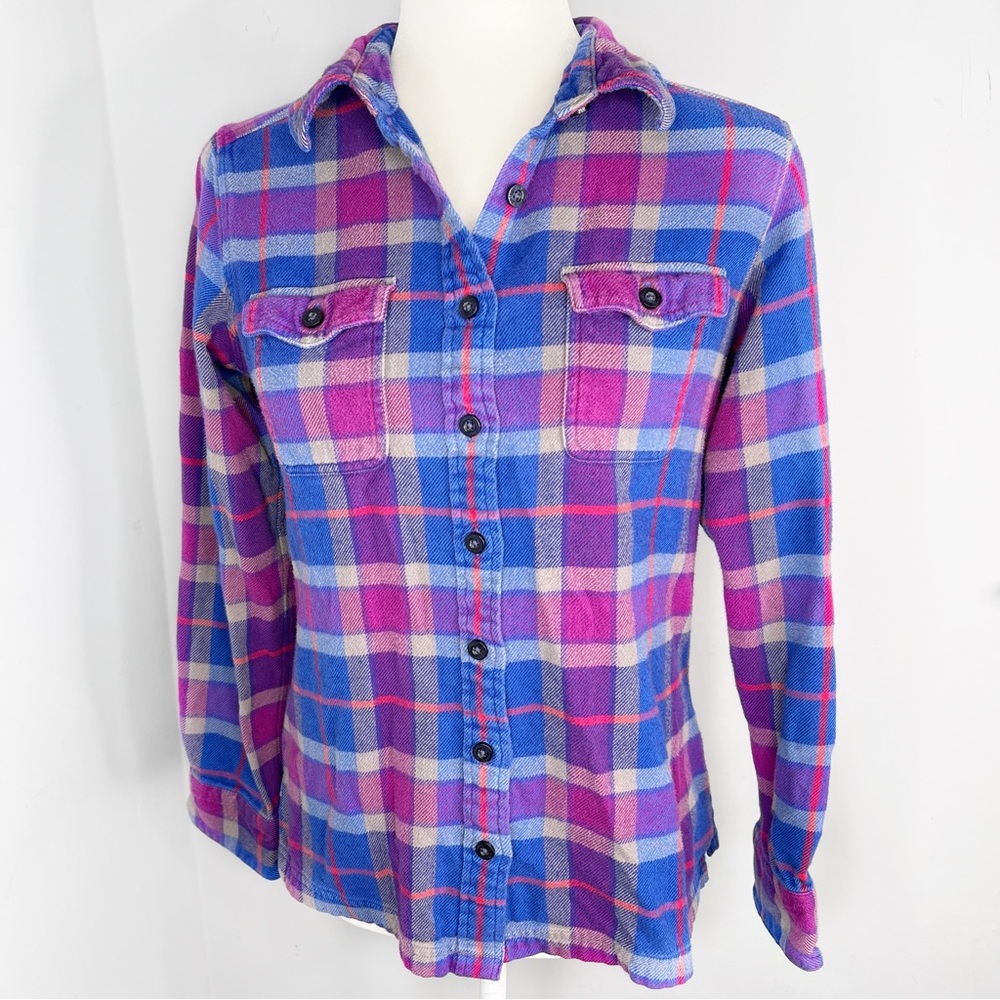 Patagonia Fjord Flannel Button Down Long Sleeve Shirt Purple Blue Pink 6